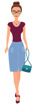 Beautiful Woman With Purse  Illustration