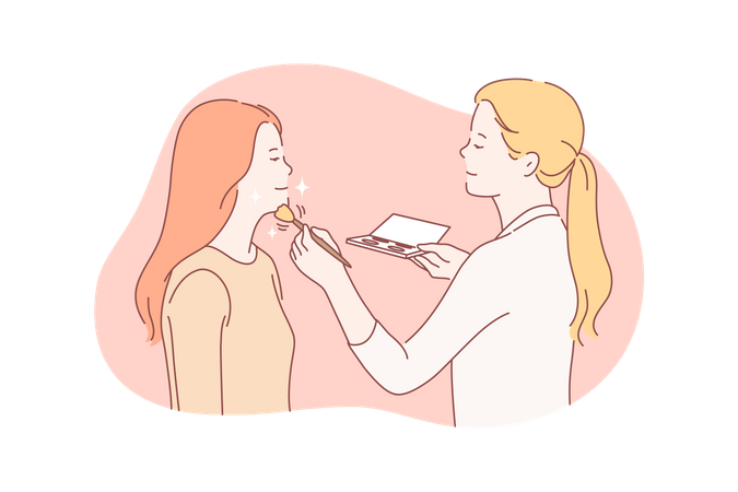 Beauty expert applying makeup  일러스트레이션