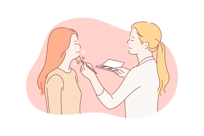 Beauty expert applying makeup  Illustration