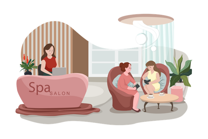 Beauty salon and spa reception Illustration