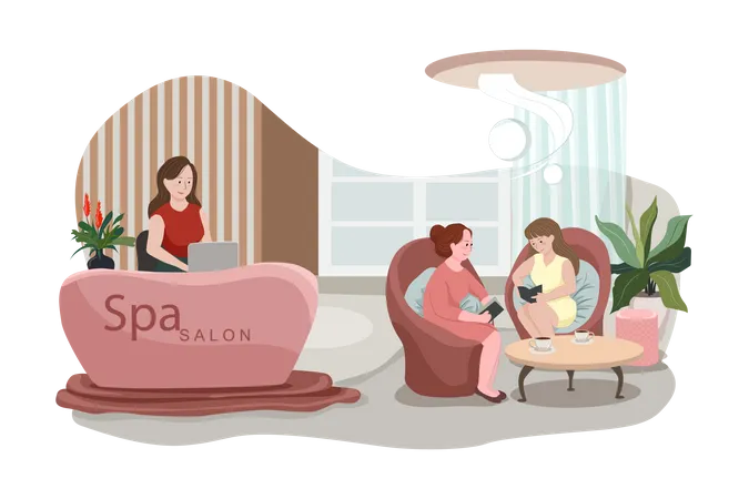 Beauty salon and spa reception Illustration