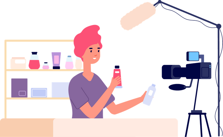 Beauty vlogger cosmetic review Illustration