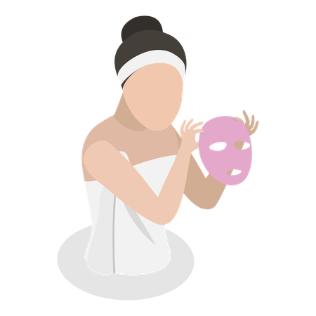 Beauty woman holding ficial mask  Illustration