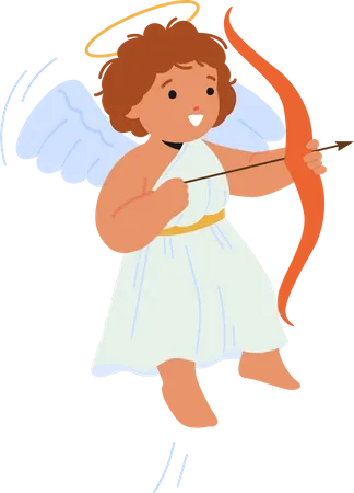 Ángel bebé con arco y flecha  Ilustración