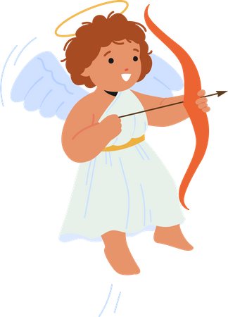 Bebê anjo com arco e flecha  Ilustração