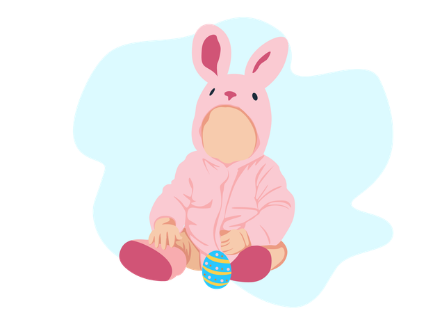 Bébé avec costume de lapin pour Pâques  Illustration