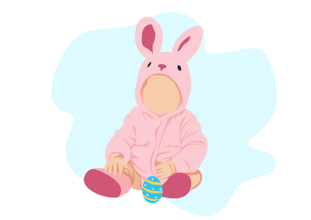 Bébé avec costume de lapin pour Pâques  Illustration