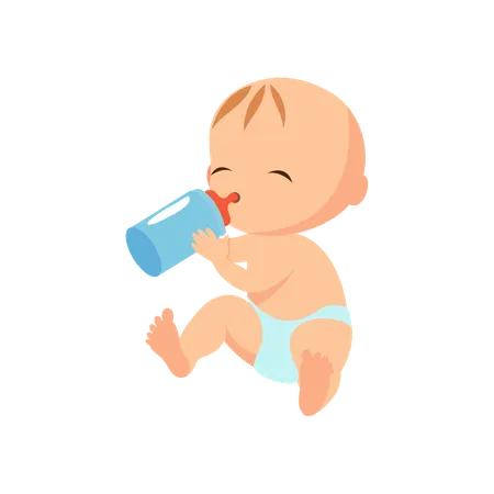 Bebé bebiendo leche  Ilustración