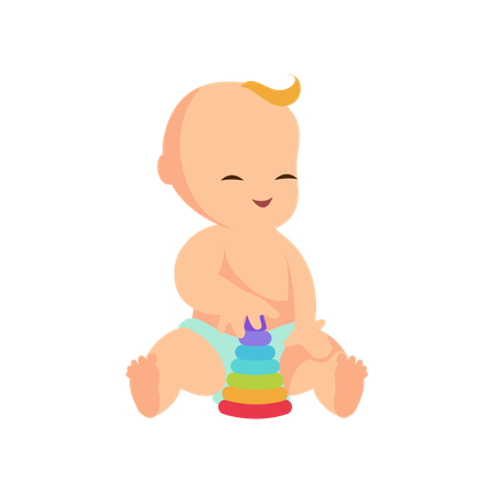 Bebé jugando con juguete  Ilustración
