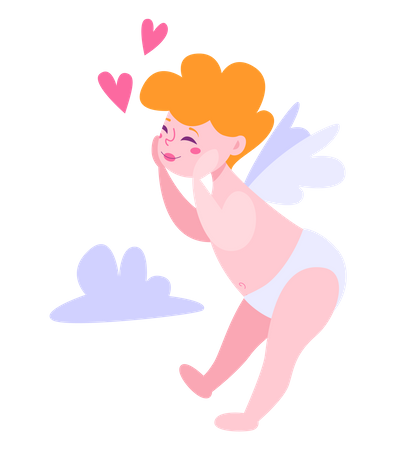 Cupido bebé en el día de San Valentín  Ilustración