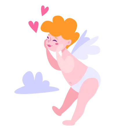 Bébé Cupidon le jour de la Saint-Valentin  Illustration