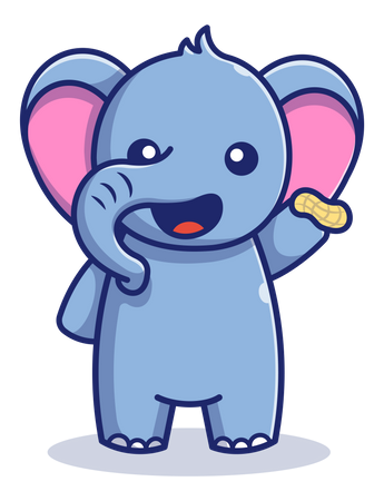 Bebê elefante comendo amendoim  Ilustração