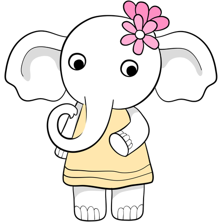 Bébé éléphant avec fleur  Illustration