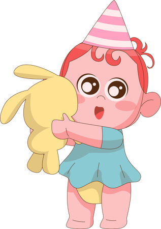 Petite fille avec poupée  Illustration