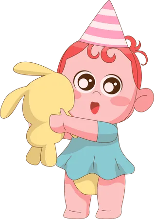 Petite fille avec poupée  Illustration