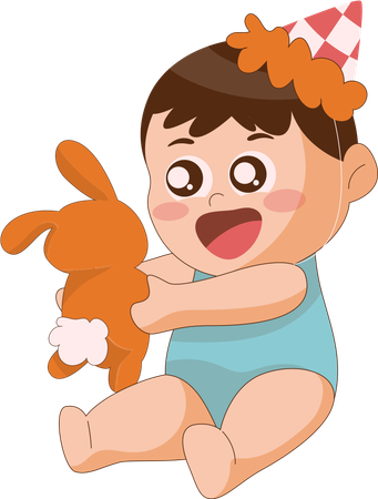 Bébé garçon avec poupée  Illustration