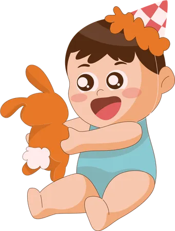 Bébé garçon avec poupée  Illustration