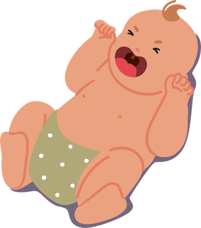 Bebê indefeso deitado de costas  Ilustração