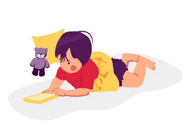 Bébé joue avec le téléphone  Illustration