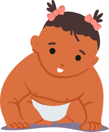 Bebé recién nacido usa pañales y lazos  Ilustración