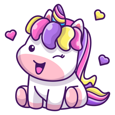 Bebé unicornio guiñando un ojo  Ilustración