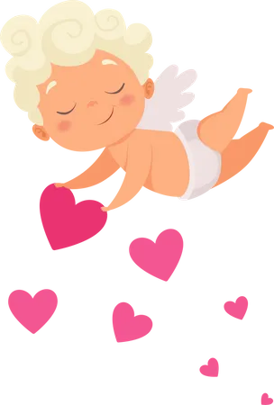 Bébé cupidon volant  Illustration