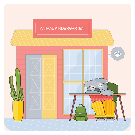 Les bébés animaux assistent aux cours  Illustration