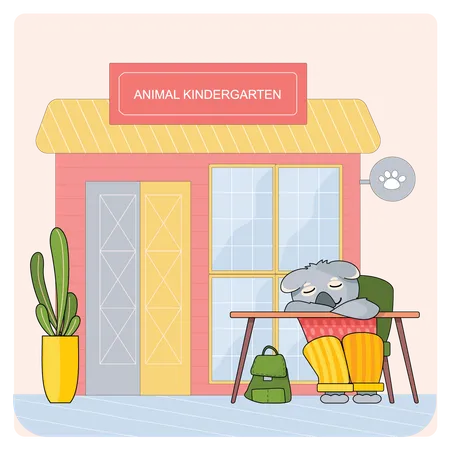 Les bébés animaux assistent aux cours  Illustration