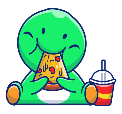 Bébés dinosaures mangeant de la pizza  Illustration