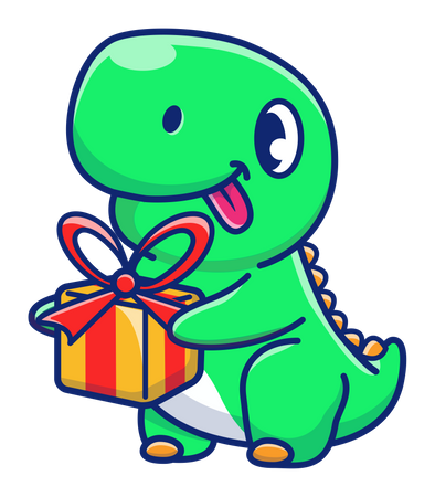 Bébés dinosaures tenant une boîte cadeau  Illustration