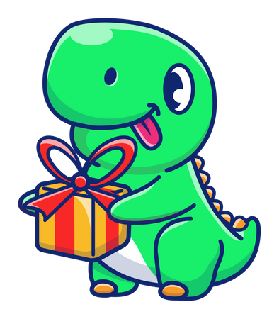 Dinosaurios bebé con caja de regalo  Ilustración