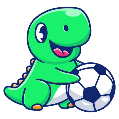 Dinosaurios bebes jugando con pelota  Ilustración