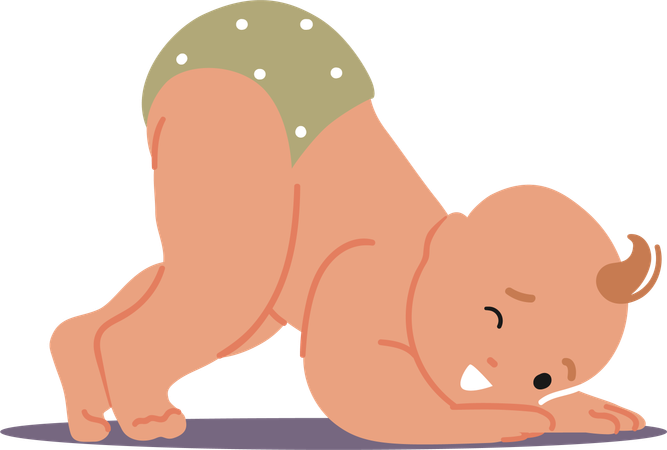 Bebê fica com as nádegas levantadas  Ilustração