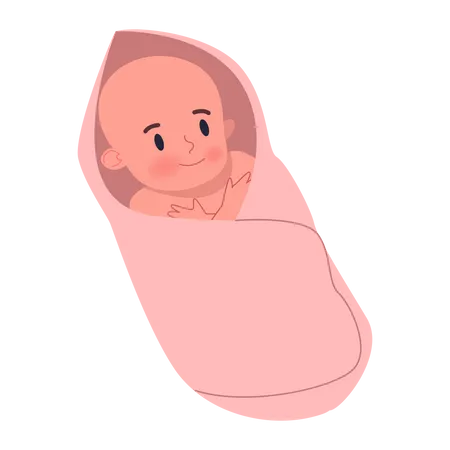 Bebezinho fofo deitado no swaddle  Ilustração