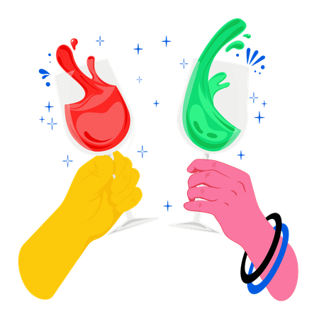 Bebida de año nuevo, saludos.  Illustration