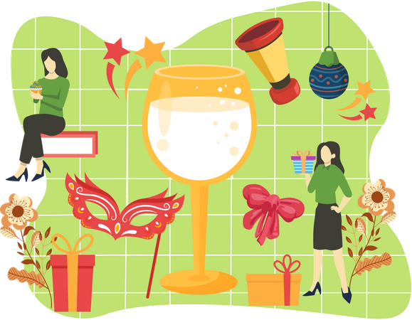 Bebida de celebración de año nuevo.  Illustration