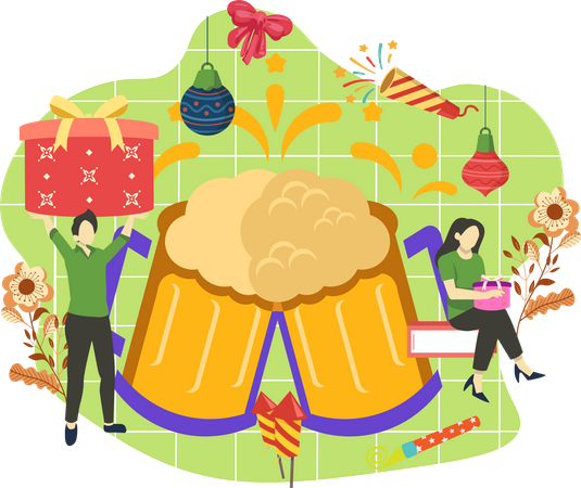Bebida de cerveza de año nuevo  Illustration