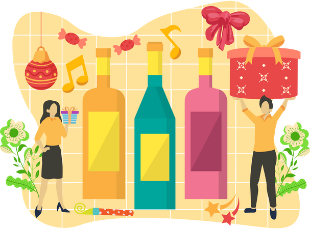 Bebidas de año nuevo  Ilustración
