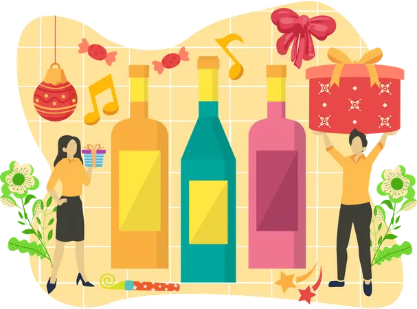 Bebidas de año nuevo  Ilustración