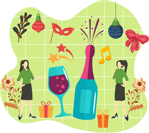 Bebidas de año nuevo  Ilustración