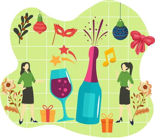 Bebidas de año nuevo  Ilustración
