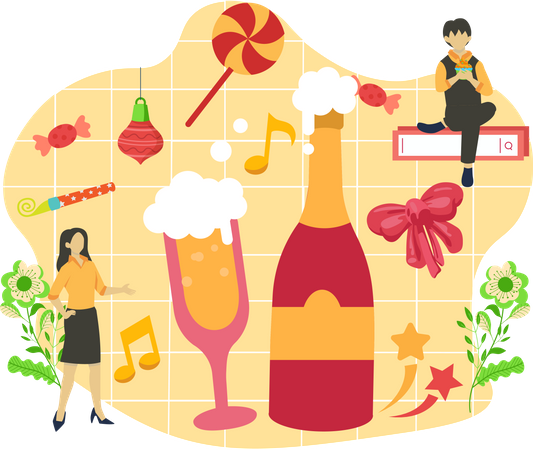 Bebidas de año nuevo  Ilustración