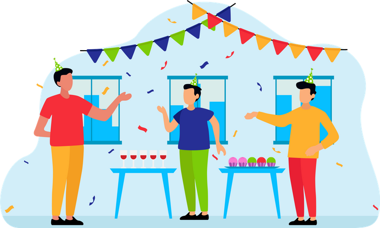 Bebidas en la fiesta de cumpleaños.  Ilustración