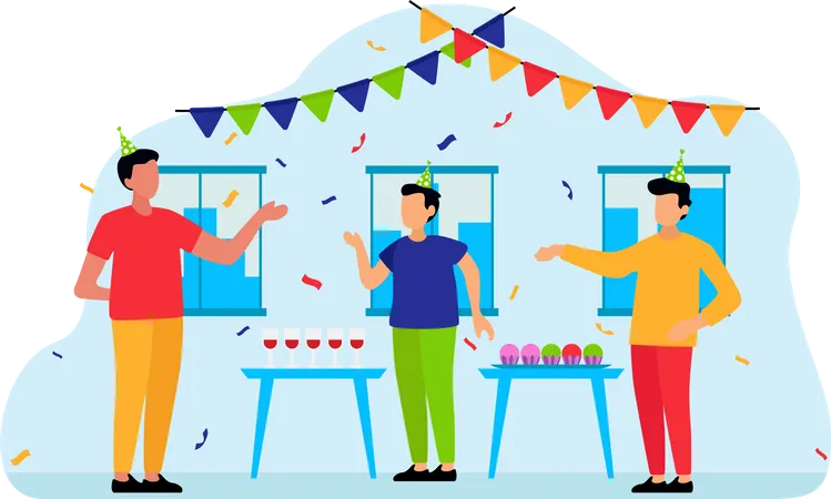 Bebidas en la fiesta de cumpleaños.  Ilustración