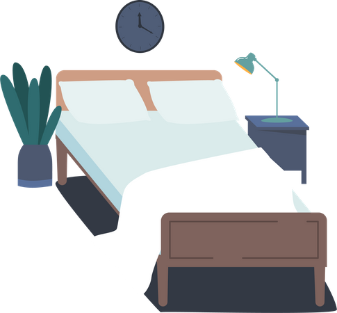 Bed in Bedroom  Illustration