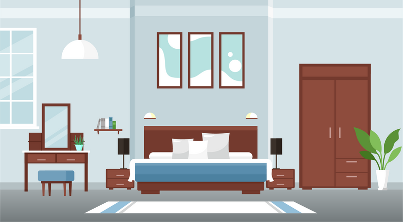 Bedroom interior design  Illustration