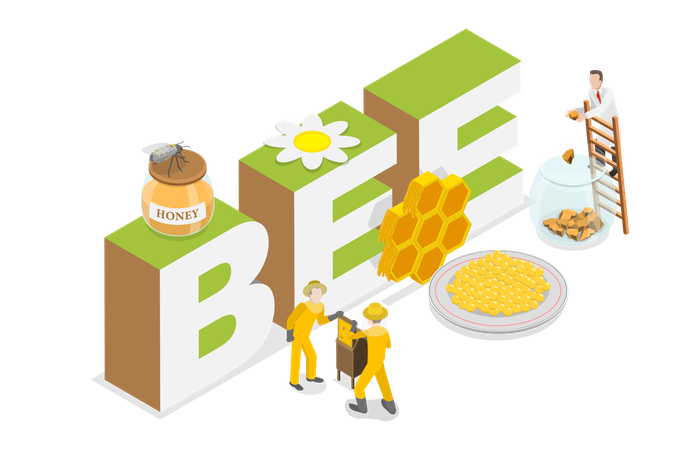 蜂と蜂蜜の生産  イラスト