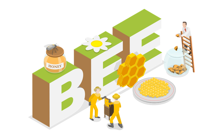 Bee and Honey Production  Illustration