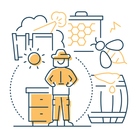 Bee Farming  Illustration