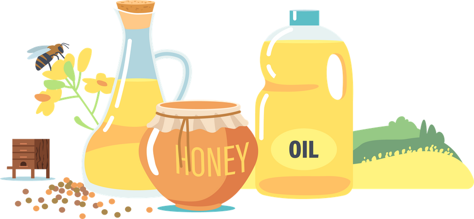 Bee Honey and Oil Production  イラスト